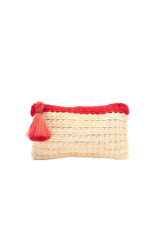 Red & Sand Cotton Crochet Clutch