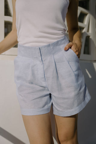 Bleu linen Shorts